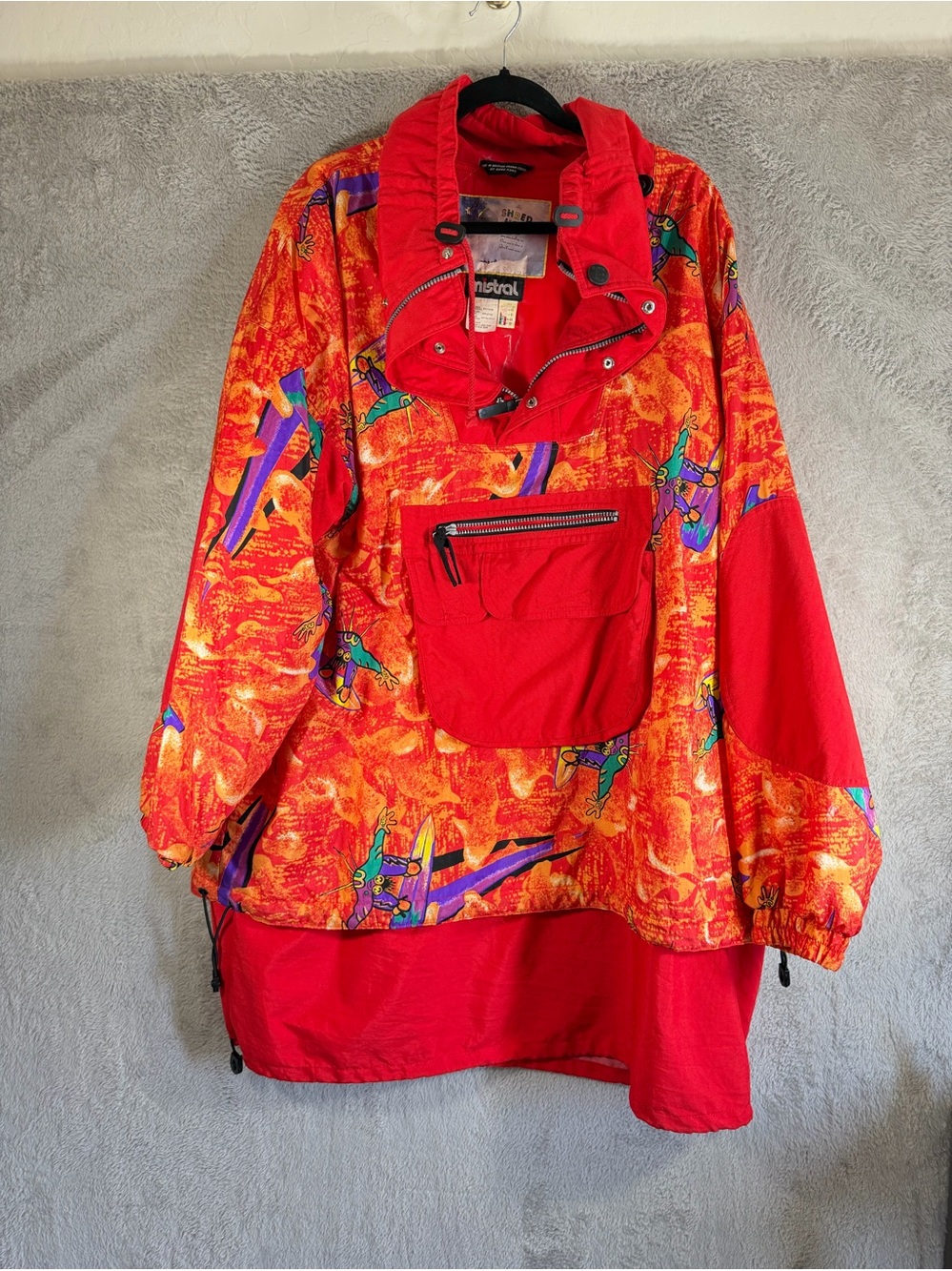 Vintage 90s Mistral Neon Abstract Pullover Windbreaker Jacket XL